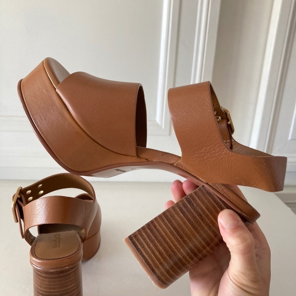 NWOT See By Chloe Anthropologie Lexi Brown Leather Rivet Heels Sz 36 - Picture 8 of 10